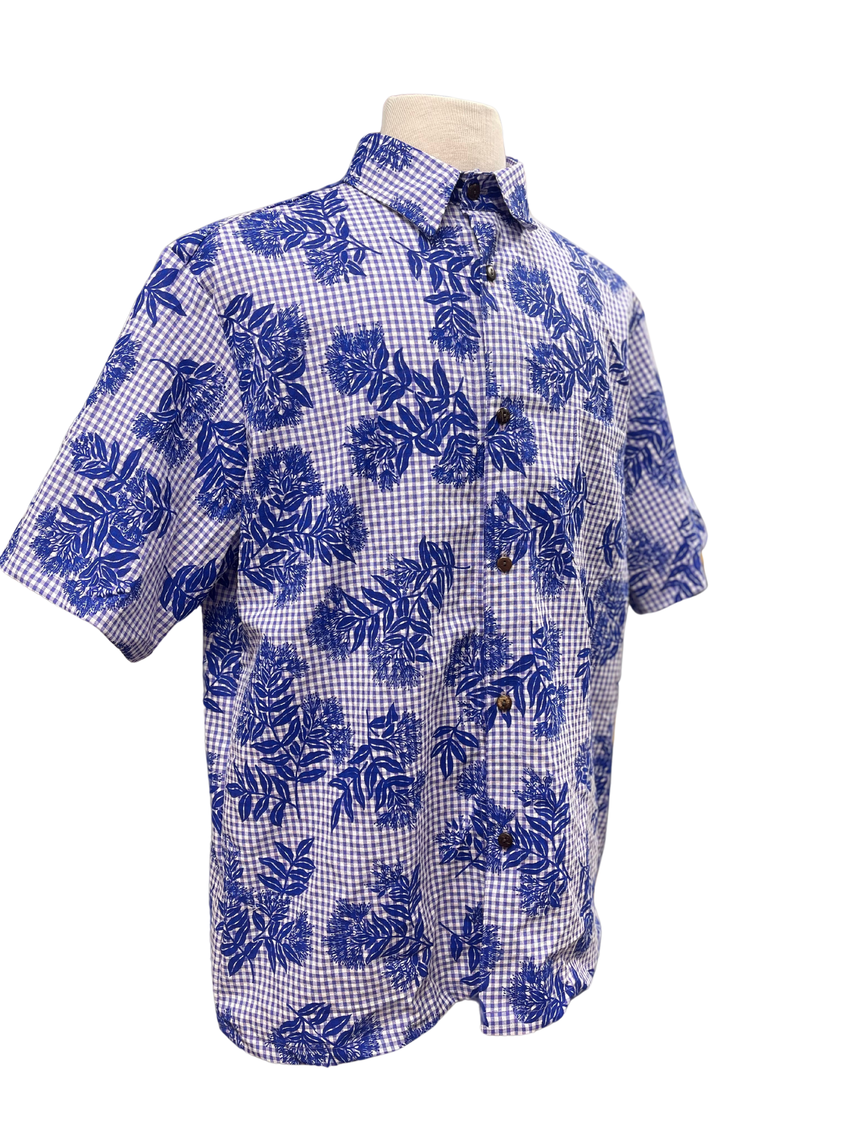 Mens Aloha Shirt Violet Gingham