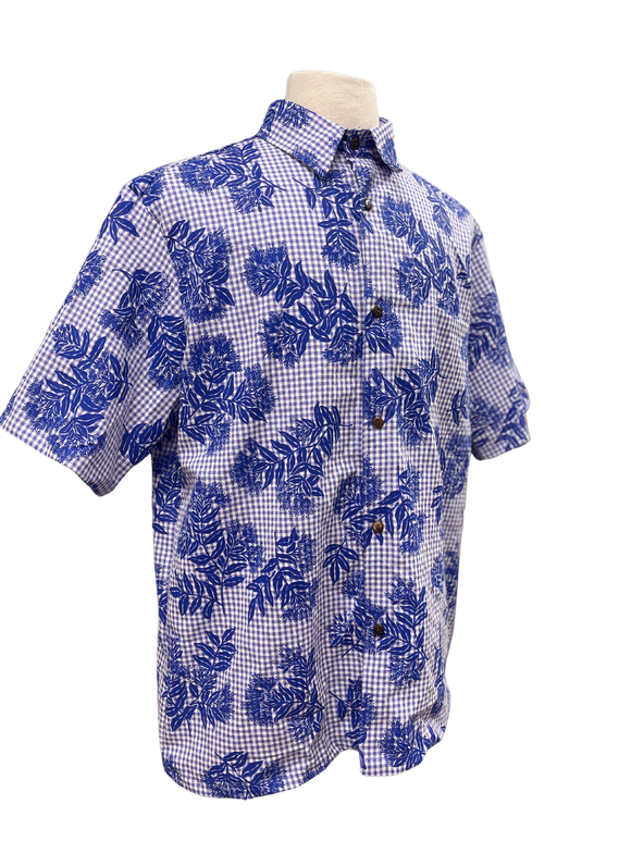 Mens Aloha Shirt Violet Gingham
