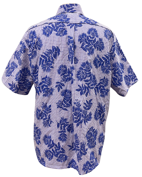 Mens Aloha Shirt Violet Gingham