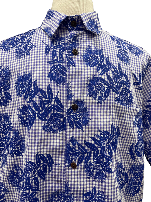 Mens Aloha Shirt Violet Gingham