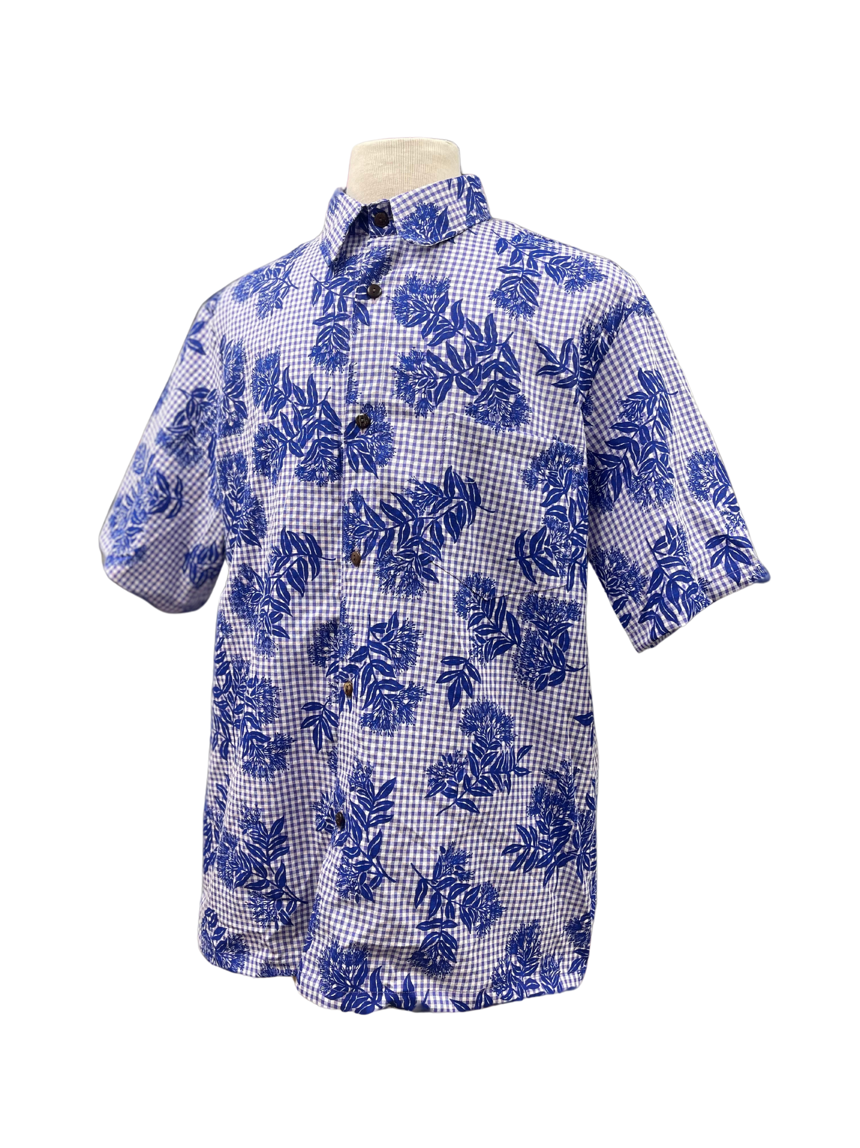 Mens Aloha Shirt l Violet Gingham