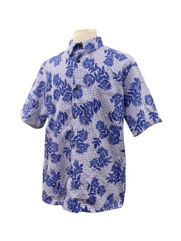 Mens Aloha Shirt l Violet Gingham