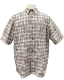 Gray Maile Puakenikeni on Gray Palaka Aloha Shirt - Gray 018-2