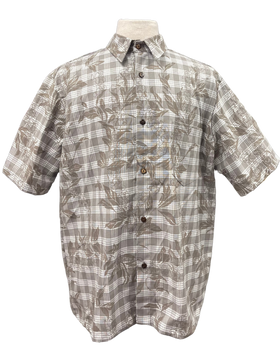 Gray Maile Puakenikeni on Gray Palaka Aloha Shirt - Gray 018 - 0