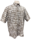 Gray Maile Puakenikeni on Gray Palaka Aloha Shirt - Gray 018-3