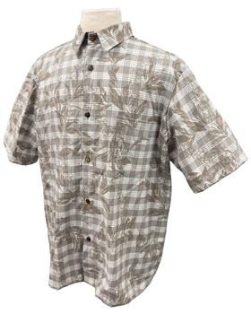 Gray Maile Puakenikeni on Gray Palaka Aloha Shirt - Gray 018