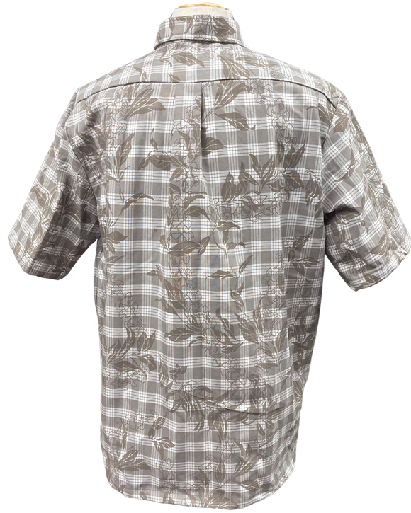 Gray Maile Puakenikeni on Gray Palaka Aloha Shirt - Gray 018