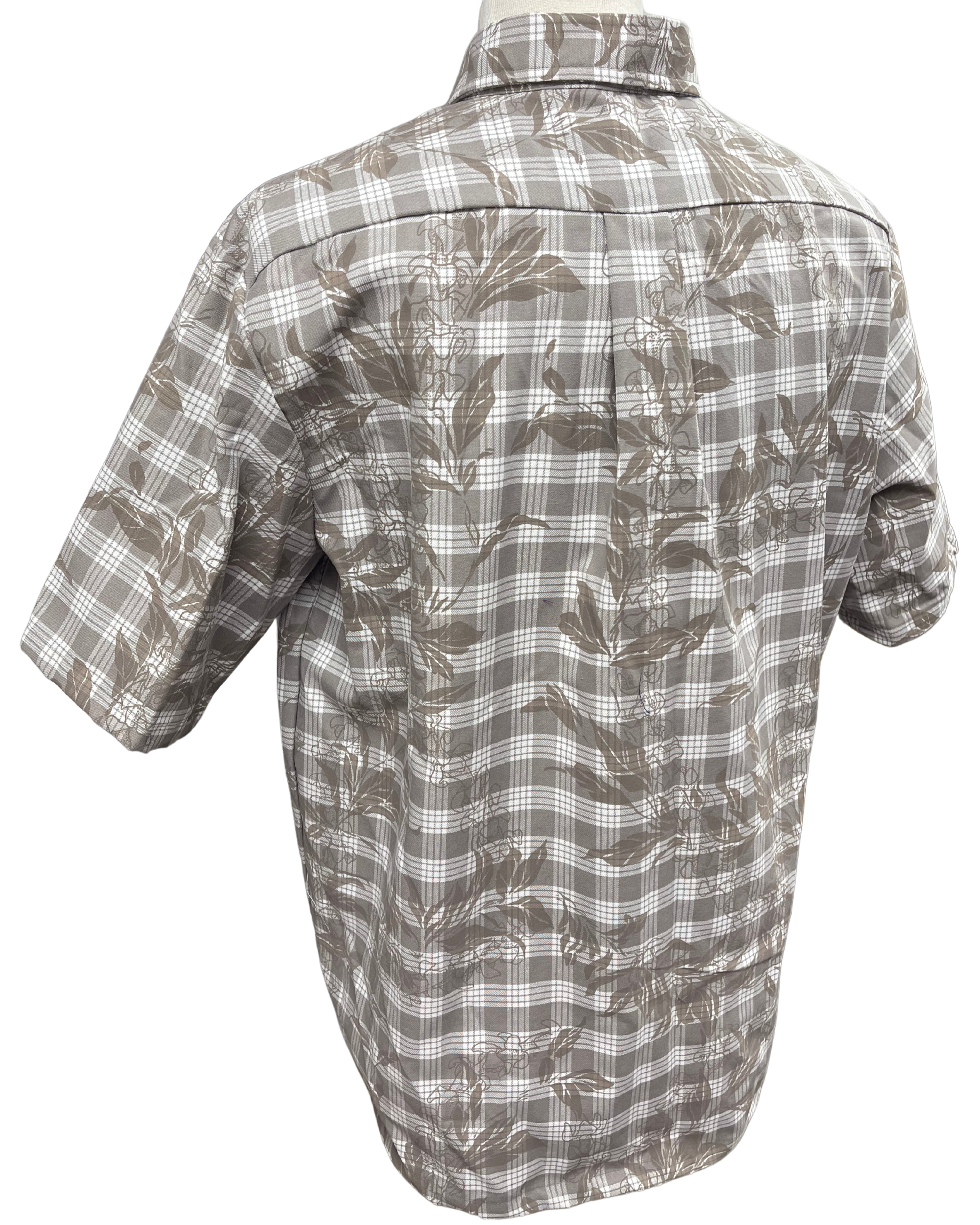 Hawaiian Vintage Style Palaka Shirt - Gray 018
