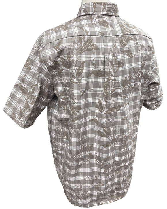 Gray Maile Puakenikeni on Gray Palaka Aloha Shirt - Gray 018