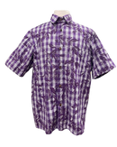 Mens Aloha Shirt Hand Printed Purple