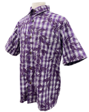 Mens Aloha Shirt Hand Printed Purple
