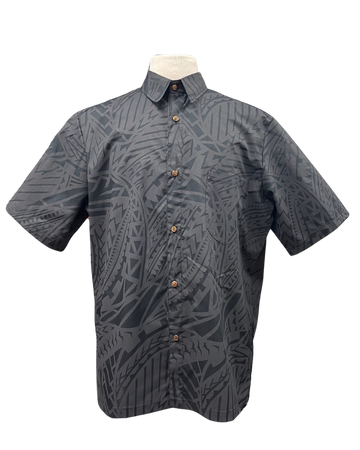 Mens Aloha Shirt Tribal in Charcoal