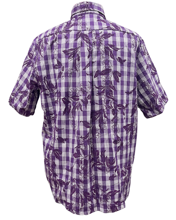 Mens Aloha Shirt Hand Printed Purple