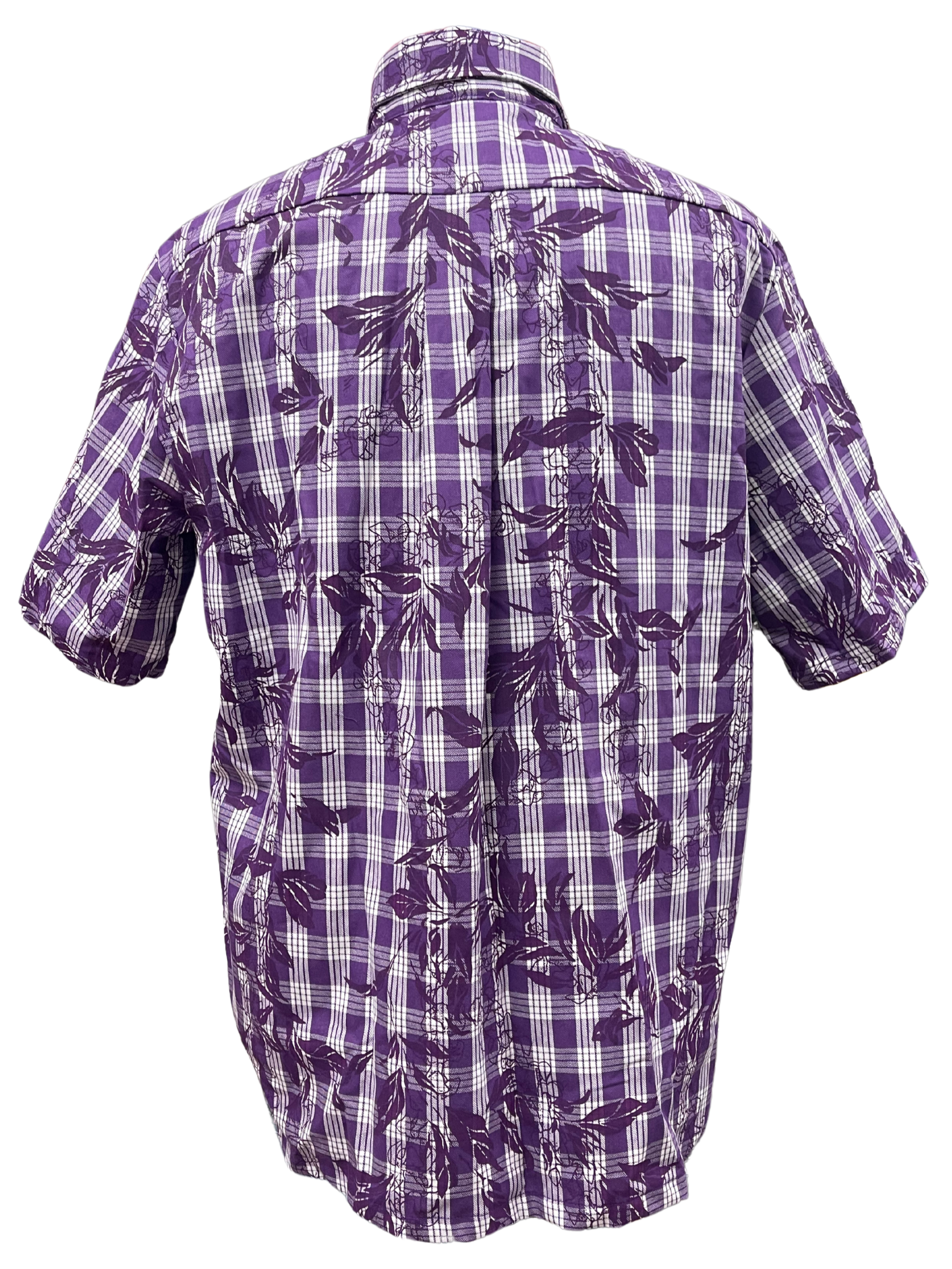 Mens Aloha Shirt Hand Printed Purple