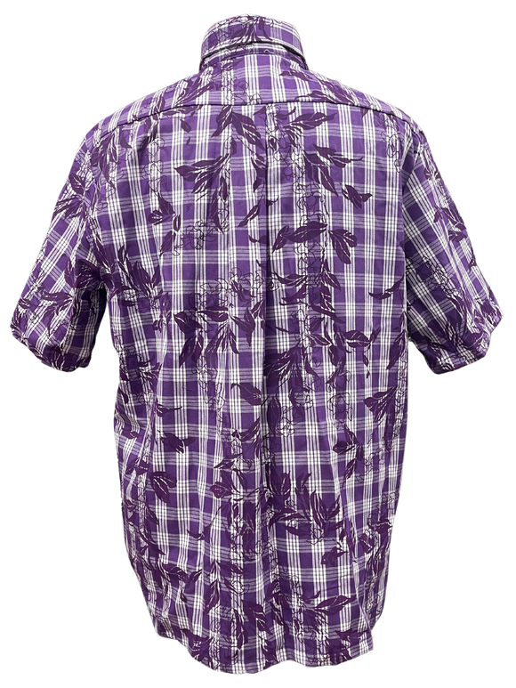 Mens Aloha Shirt Hand Printed Purple