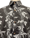 Mens Aloha Shirt l Hand Printed Black
