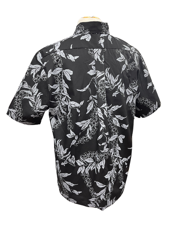 Mens Aloha Shirt l Hand Printed Black