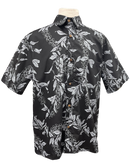Mens Aloha Shirt l Hand Printed Black