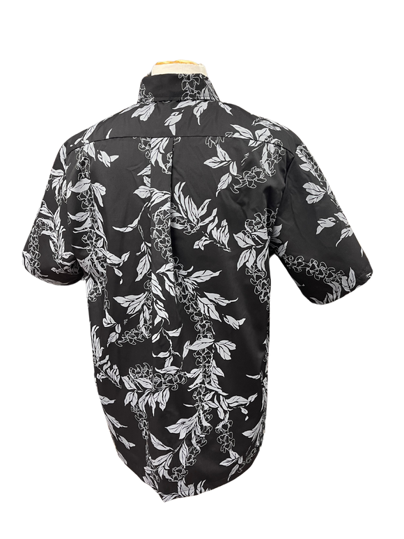 Mens Aloha Shirt l Hand Printed Black