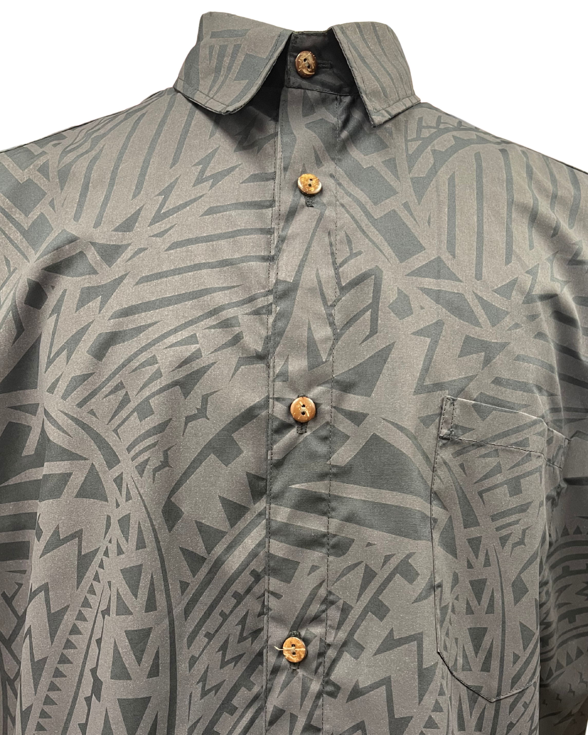 Mens Aloha Shirt Tribal in Charcoal