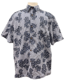 Mens Aloha Shirt Hand Printed Dark Navy