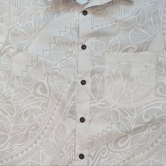 White Hawaiian Shirts | Tapa Hibisucus 018