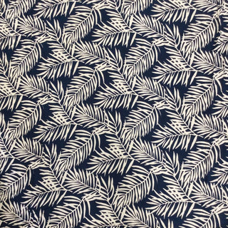 Palm Leaf Print Rayon Fabric - Navy