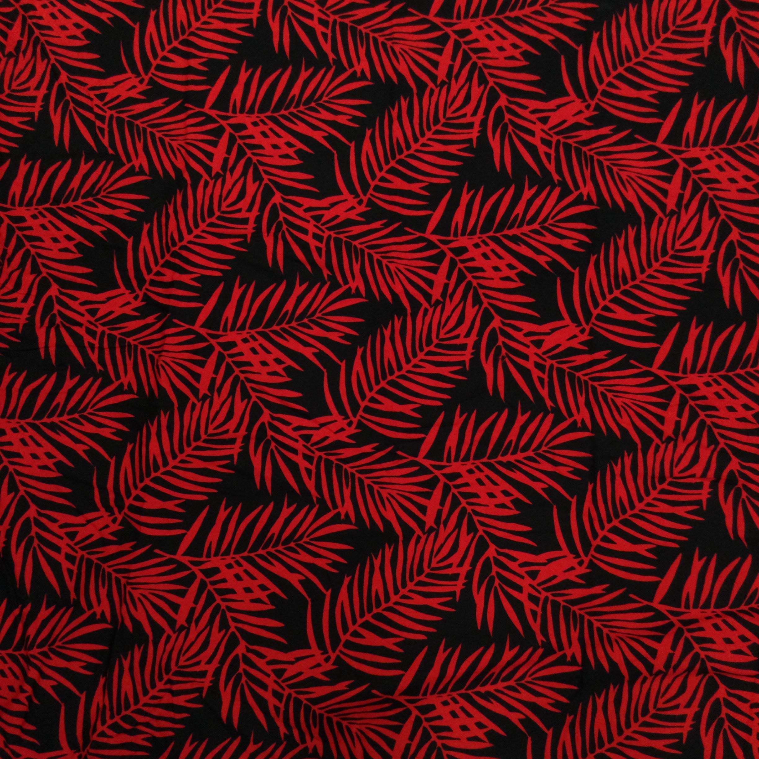 Palm Leaf Comfortable Red Rayon Hawaiian Fabric