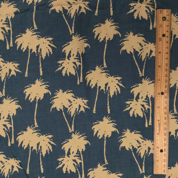 Palm Print Khaki Rayon Fabric