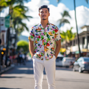 Paradise Floral Hawaiian Aloha Shirt  White