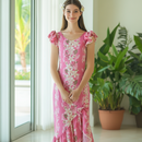 Pastel Pink Plumeria Print Muumuu