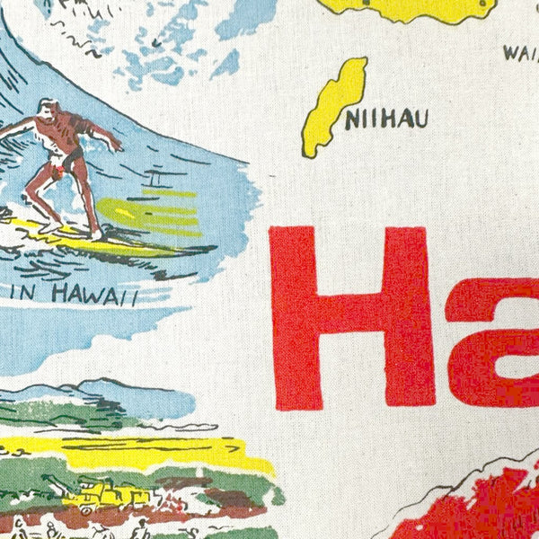 Vintage Hawaiian Print Design Gift Wrapping Fabric / Furoshiki  0324FB-Beige-1
