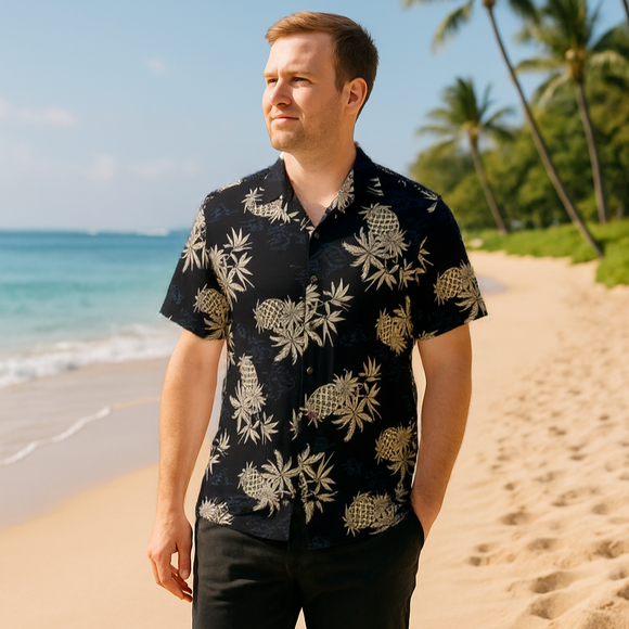 Pineapple Vintage Rayon Hawaiian Shirt