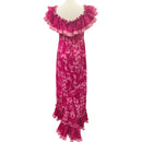 Traditional Hawaiian Muumuu Train Dress – Pink Flower Lei Print | 2-Way Ruffle Neckline | Made in Hawaii-3