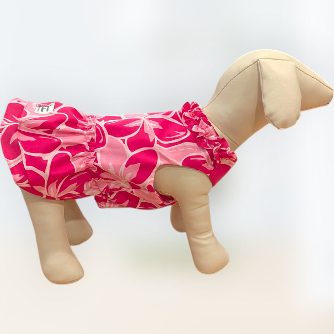 Pink Hawaiian Hibiscus Dog Dress