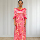 Pink Tropical Hibiscus Ruffle Dress