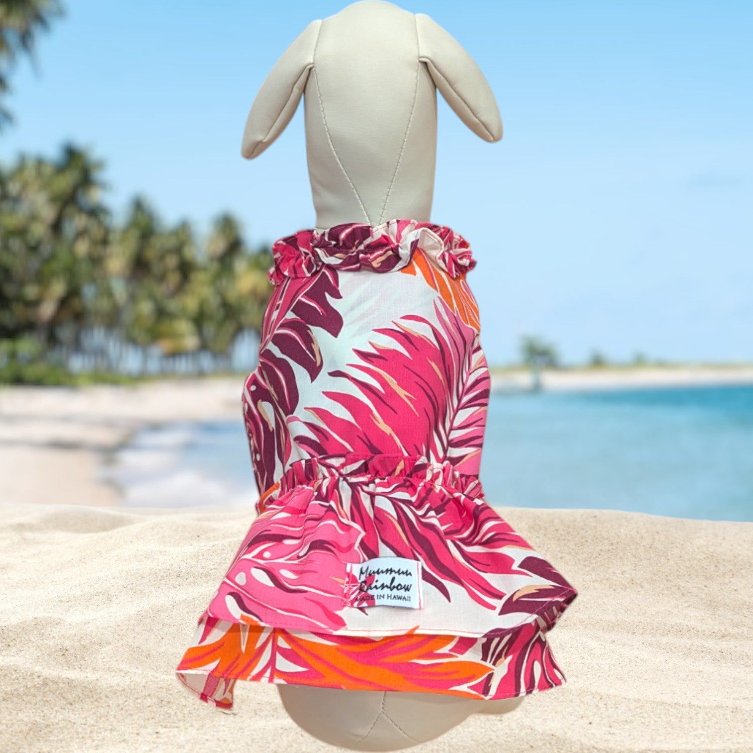 Pink Orange　Monstera　Hawaiian　Dog　Dress