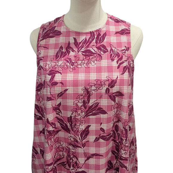 Traditional Hawaiian Palaka Dress with Flower Lei Print – 2-Way Neck A-Line Dress | Made in Hawaii