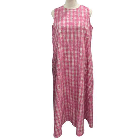 Traditional Hawaiian Palaka Dress with Flower Lei Print – 2-Way Neck A-Line Dress | Made in Hawaii