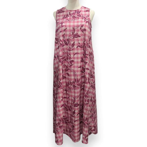 Traditional Hawaiian Palaka Dress with Flower Lei Print – 2-Way Neck A-Line Dress | Made in Hawaii