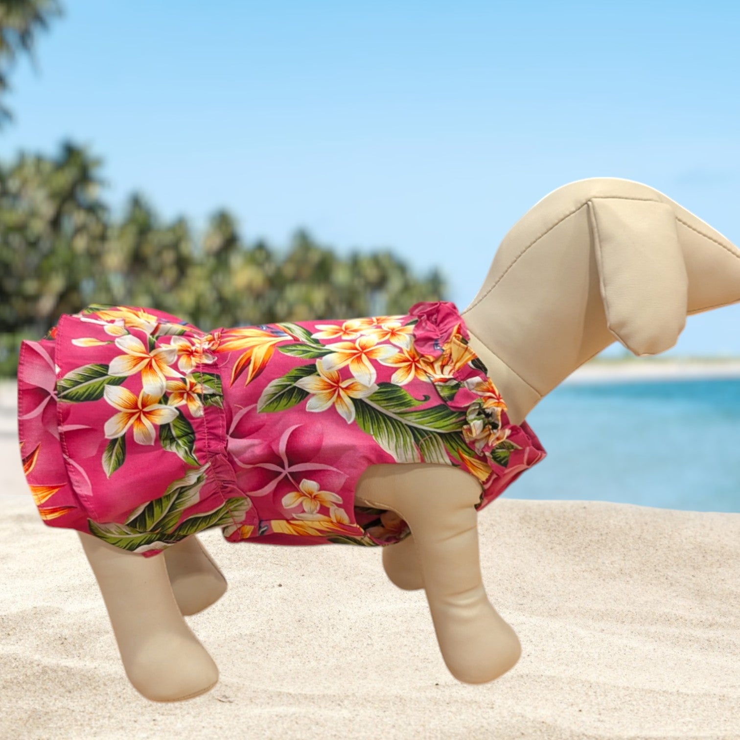 Pink Plumeria BirdofParadise Dog Dress