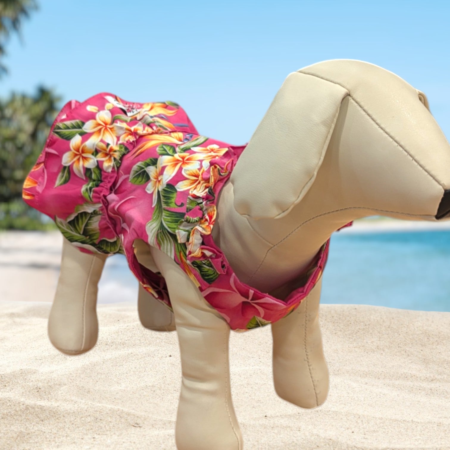 Pink Plumeria BirdofParadise Dog Dress