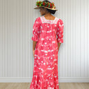 Pink Plumeria Fern Lace trim Muumuu
