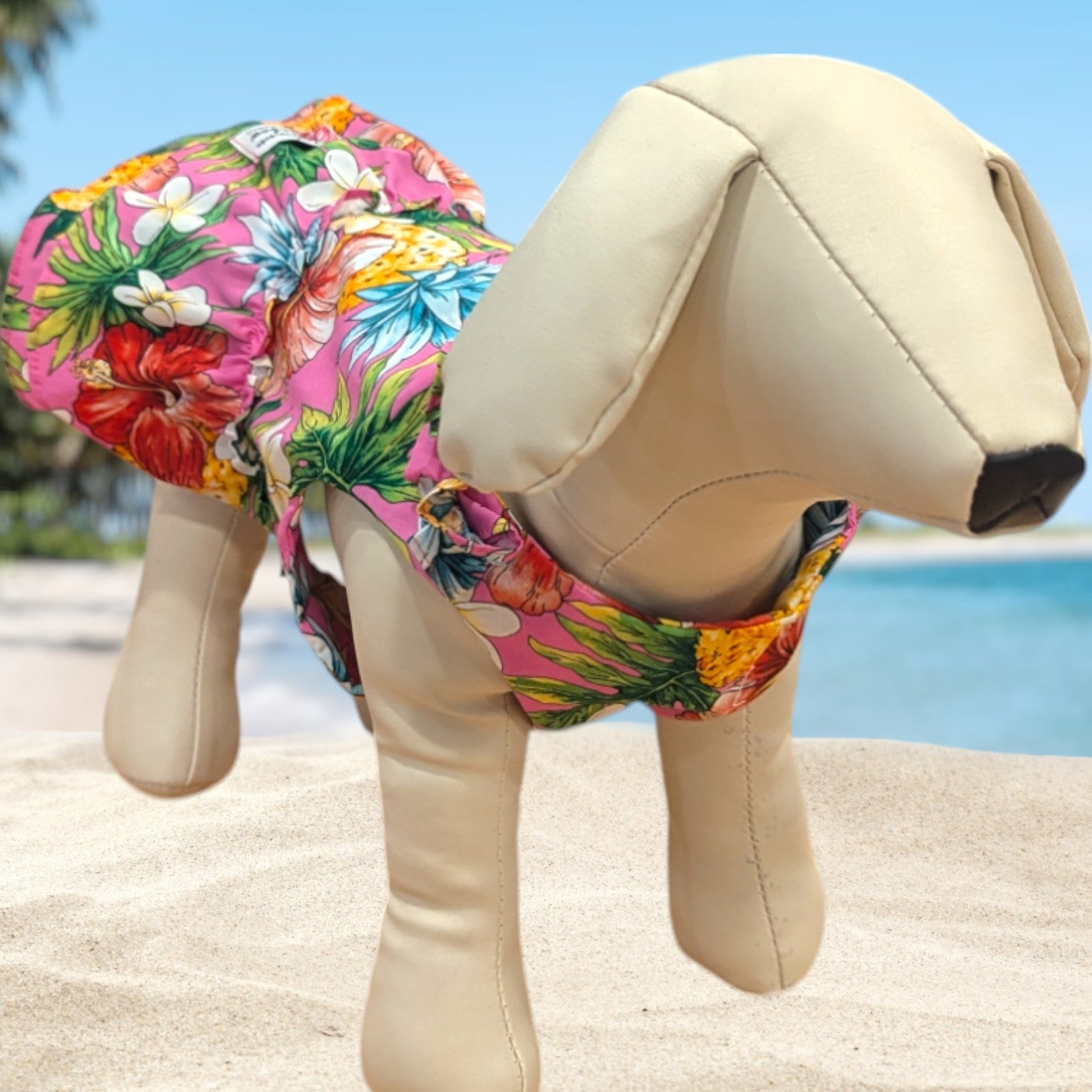 Pink Plumeria Hibiscus Pineapple Dog 
Dress