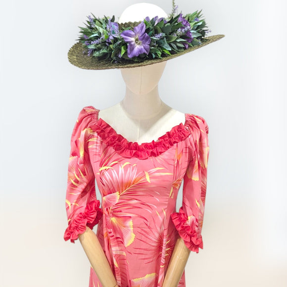 Pink Tropical Hibiscus Ruffle Dress