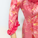 Pink Tropical Hibiscus Ruffle Dress