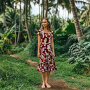 Plumeria Flowe Mid Length Red Muumuu