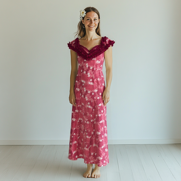 Plumeria Lauae Ruffle Hawaiian Dress