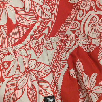 Polynesian Plumeria Hawaiian Dog Dress – Red & Ivory Tribal Floral Print | Made in Hawaii - 0