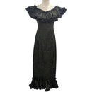 Traditional Hawaiian Holomuʻu – Polynesian Tribal Print Mermaid Line Dress with Train | Dark Green & Black | Made in Hawaii-3